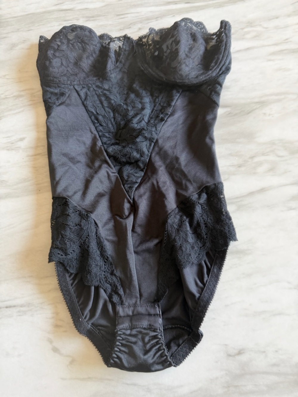 VTG Fleur De Lace By Smoothie Black Lace Corset Bodysuit Sexy Bra Lingerie 34D